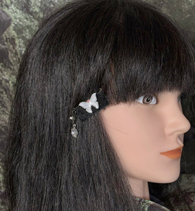 CLIP-IT Charming Attachment Butterfly Black Glitter Velvet & Crystal Flower