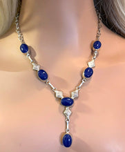 Load image into Gallery viewer, Precious Metal POWER BAND-IT Unique Hand-Crafted Sterling Silver/Deep Blue Genuine Gemstones