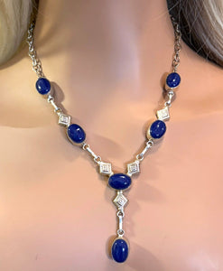 Precious Metal POWER BAND-IT Unique Hand-Crafted Sterling Silver/Deep Blue Genuine Gemstones