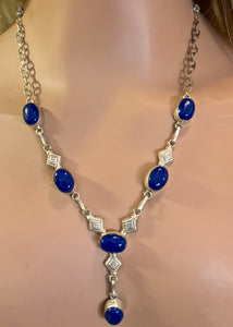 Precious Metal POWER BAND-IT Unique Hand-Crafted Sterling Silver/Deep Blue Genuine Gemstones