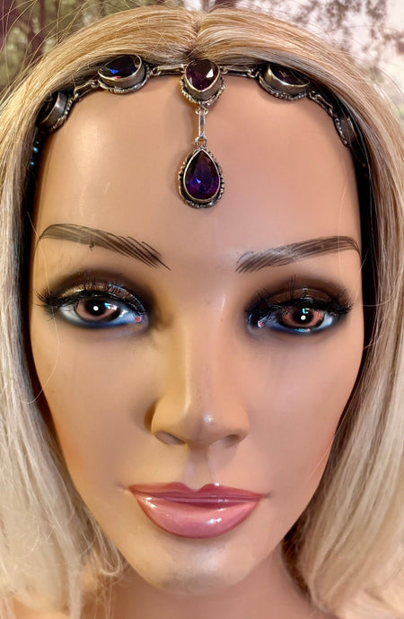 Precious Metal POWER BAND-IT Unique Hand-Crafted Sterling Silver/Amethyst Genuine Gemstones