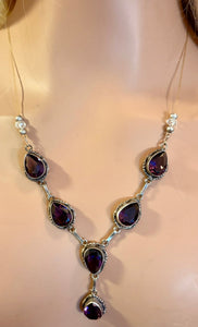 Precious Metal POWER BAND-IT Unique Hand-Crafted Sterling Silver/Amethyst Genuine Gemstones