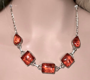 Precious Metal POWER BAND-IT Unique Hand-Crafted Sterling Silver/Genuine Amber Gemstones