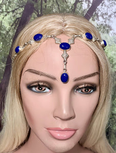 Precious Metal POWER BAND-IT Unique Hand-Crafted Sterling Silver/Genuine Dark Blue Gemstones