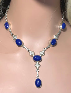Precious Metal POWER BAND-IT Unique Hand-Crafted Sterling Silver/Genuine Dark Blue Gemstones