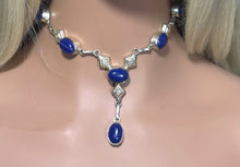 Load image into Gallery viewer, Precious Metal POWER BAND-IT Unique Hand-Crafted Sterling Silver/Genuine Dark Blue Gemstones