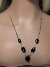 Load image into Gallery viewer, Precious Metal POWER BAND-IT Unique Hand-Crafted Sterling Silver/Genuine Large Black Gemstones