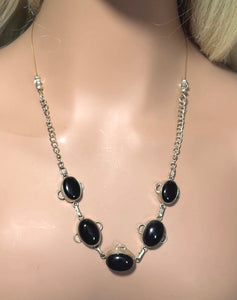 Precious Metal POWER BAND-IT Unique Hand-Crafted Sterling Silver/Genuine Black Gemstones