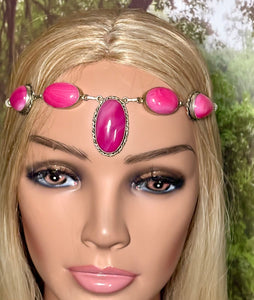 Precious Metal POWER BAND-IT Unique Hand-Crafted Sterling Silver/Genuine Deep Pink Gemstones