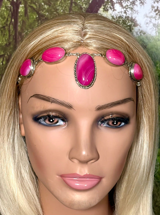 Precious Metal POWER BAND-IT Unique Hand-Crafted Sterling Silver/Genuine Deep Pink Gemstones