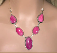 Load image into Gallery viewer, Precious Metal POWER BAND-IT Unique Hand-Crafted Sterling Silver/Genuine Deep Pink Gemstones