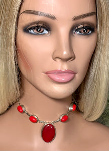 Precious Metal POWER BAND-IT Unique Hand-Crafted Sterling Silver/Genuine Red Dk. Orange Gemstones