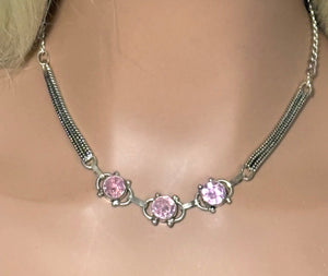 Precious Metal POWER BAND-IT Unique Hand-Crafted Sterling Silver/Genuine Pale Pink Gemstones