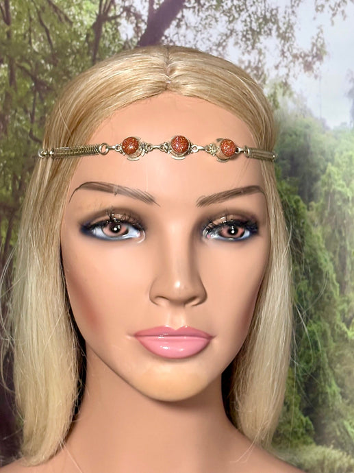 Precious Metal POWER BAND-IT Unique Hand-Crafted Sterling Silver/Genuine Brown Sun Stone Gemstones