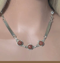 Load image into Gallery viewer, Precious Metal POWER BAND-IT Unique Hand-Crafted Sterling Silver/Genuine Brown Sun Stone Gemstones