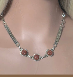 Precious Metal POWER BAND-IT Unique Hand-Crafted Sterling Silver/Genuine Brown Sun Stone Gemstones
