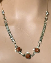 Load image into Gallery viewer, Precious Metal POWER BAND-IT Unique Hand-Crafted Sterling Silver/Genuine Brown Sun Stone Gemstones