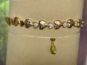 Precious Metal POWER BAND-IT Gold Filled Etched Crystal Hearts