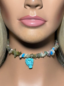 Gemstone POWER BAND-IT 9 Multi Gemstone Chips & Turquoise Angel