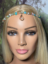 Load image into Gallery viewer, Gemstone POWER BAND-IT 5 Multi Gemstone Chips &amp; Clear Quartz Drop