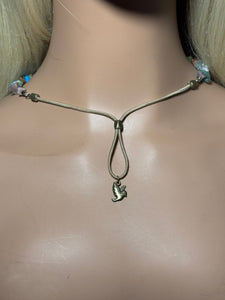 Gemstone POWER BAND-IT 5 Multi Gemstone Chips & Clear Quartz Drop