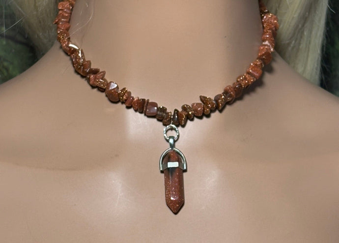 Gemstone POWER BAND-IT 1 Brown Goldstone Chips & Point