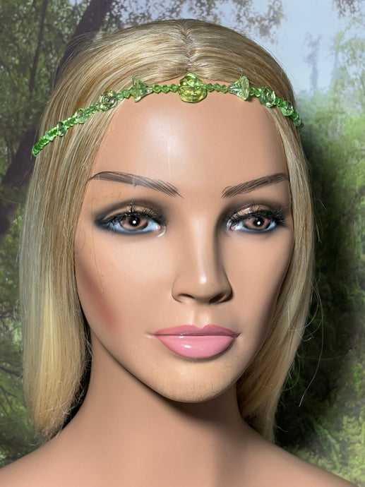Personal POWER BAND-IT Green Sculpted Glass Bead Array Flowers