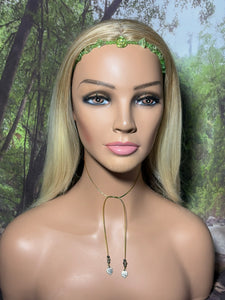Personal POWER BAND-IT Green Sculpted Glass Bead Array Flowers