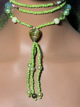Load image into Gallery viewer, Personal POWER BAND-IT Green Glass Bead Array Fringed Large Lampworked Bead
