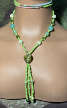 Load image into Gallery viewer, Personal POWER BAND-IT Green Glass Bead Array Fringed Large Lampworked Bead