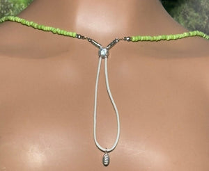 Personal POWER BAND-IT Shades of Green Glass Bead Array Fringed Lampworked Bead