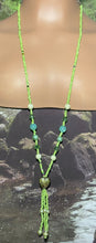 Load image into Gallery viewer, Personal POWER BAND-IT Shades of Green Glass Bead Array Fringed Lampworked Bead