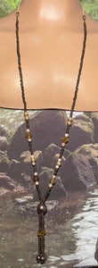 Personal POWER BAND-IT Shades of Brown/Tan Glass Bead Array Fringed