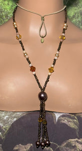 Personal POWER BAND-IT Shades of Brown/Tan Glass Bead Array Fringed
