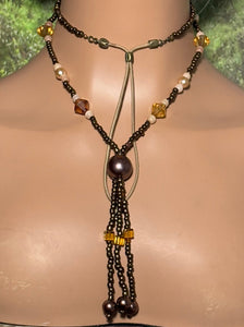 Personal POWER BAND-IT Shades of Brown/Tan Glass Bead Array Fringed