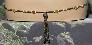 Personal POWER BAND-IT Shades of Brown/Tan Glass Bead Array Fringed