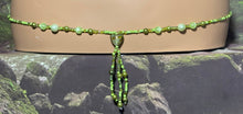 Load image into Gallery viewer, Personal POWER BAND-IT Shades of Green Sculpted Glass Bead Array Fringed Lampworked Heart