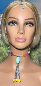Personal POWER BAND-IT Multi Colors Glass Bead Array Turquoise Bead Fringed