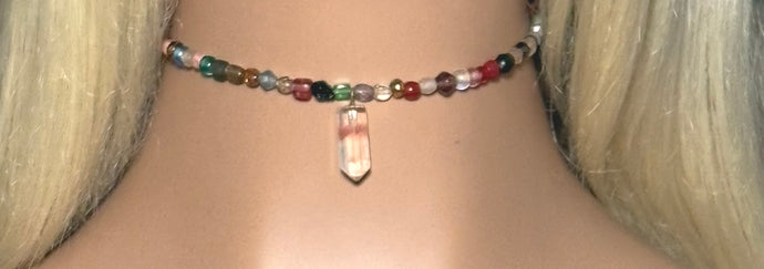 Charming Bead POWER BAND-IT Multi Color Glass Beads Gemstone Quartz Point