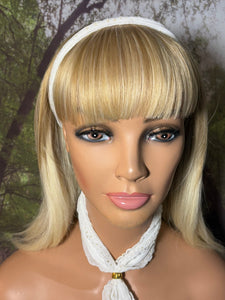 SCARF BAND-IT Designer Edition Stretchy Frilly Gold Glitz on White