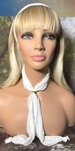SCARF BAND-IT Designer Edition Stretchy Frilly Gold Glitz on White
