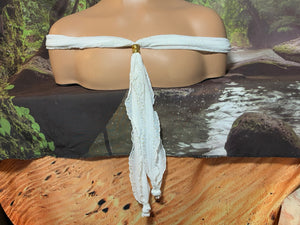 SCARF BAND-IT Designer Edition Stretchy Frilly Gold Glitz on White