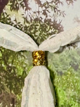 Load image into Gallery viewer, SCARF BAND-IT Designer Edition Stretchy Frilly Gold Glitz on White