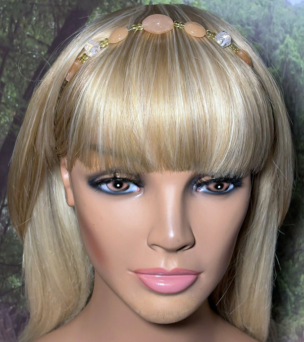 Personal POWER BAND-IT Golden Tan & Clear Sculpted Glass Bead Array