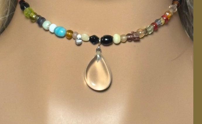 Charming Personal POWER BAND-IT Multi Color Glass Beads & Quartz Crystal Gemstone