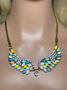Bling Wing POWER BAND-IT Gold Tone Chain Colorful Ornate Wings