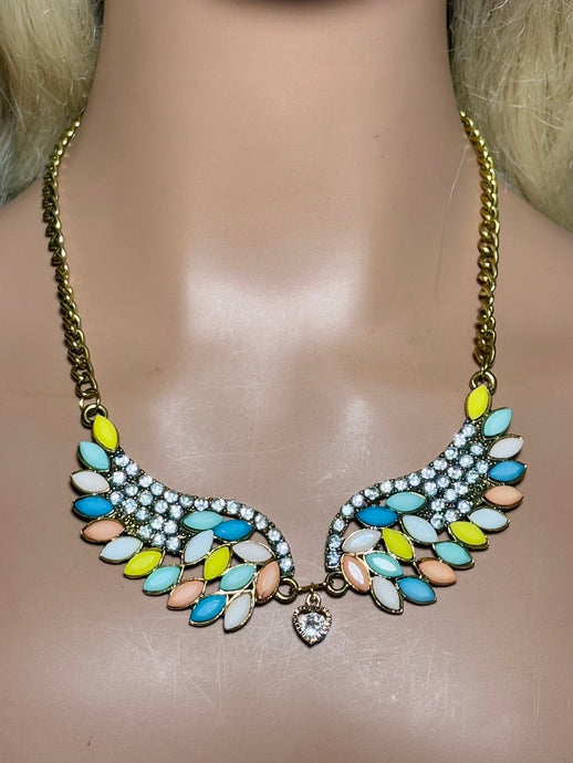 Bling Wing POWER BAND-IT Gold Tone Chain Colorful Ornate Wings