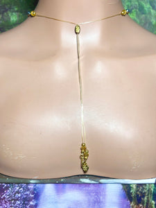 Bead Bling POWER BAND-IT Gold Tone Crystals & Ornate Beads Scalloped Mystic Mirror