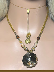 Bead Bling POWER BAND-IT Gold Tone Crystals & Ornate Beads Scalloped Mystic Mirror