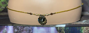 Bead Bling POWER BAND-IT Gold Tone Crystals & Ornate Beads Scalloped Mystic Mirror